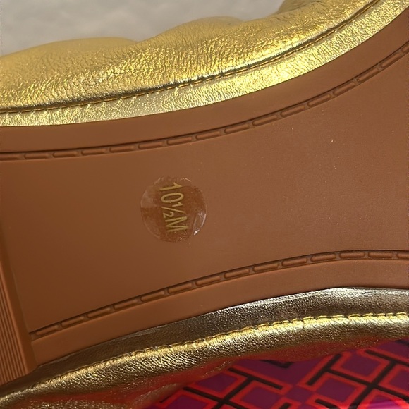 Brand New Tory Burch Eddie Ballet Soft Lamb , Gold # 10.5 - Picture 8 of 9